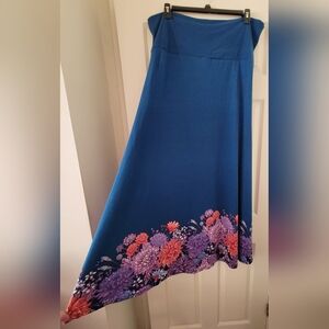 LuLaRoe 3XL Aegean Blue Floral Maxi Skirt